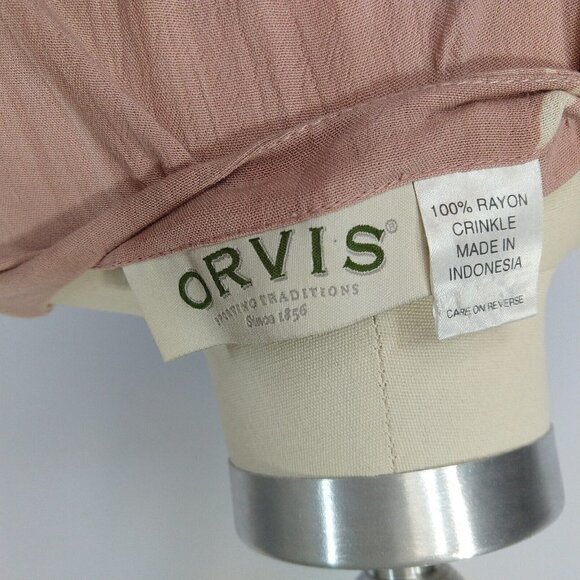 Orvis Grunge Pink Crinkle 100% Rayon Maxi Dress S Short Sleeve Floral Tie Back - Picture 9 of 9